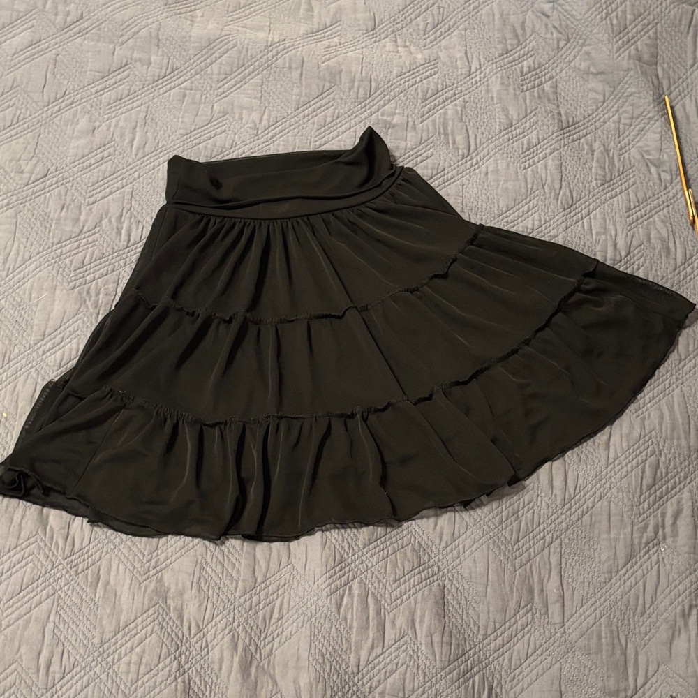 Amy Byer Elegant Black Tiered A-Line Skirt
